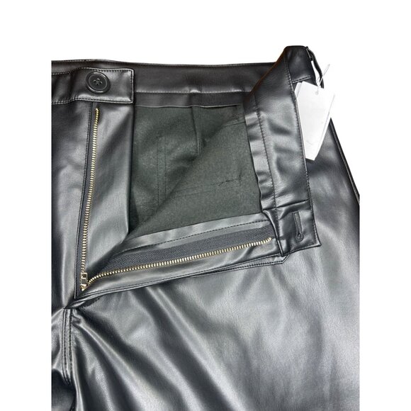 CeCe Womens Black Faux Leather Cropped Metallic Wide Leg Pants Black XL - Picture 14 of 16